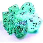 Chessex Borealis Polyhedral Lichtgroen/goud Lichtgevende Dobbelsteen Set (7 stuks)