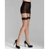 Pretty polly Panty - Suspender - Suspender Panty - Panty - Hold Up Panty - Glans - Fantasie - 10 Den. - M/L - 40/44 - Beige/Zwart