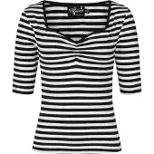 Hell Bunny - Rockabilly Shirt met lange mouwen - Warlock Top - XS tot 4XL - voor Vrouwen - zwart-wit - Maat S