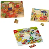 Playwood Knop puzzel bouwplaats-tram-garage u krijgt 3 assorti geleverd