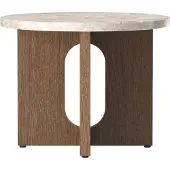 Audo Copenhagen Androgyne bijzettafel Ø50 cm donkergebeitst eiken Kunis Breccia-tafelblad