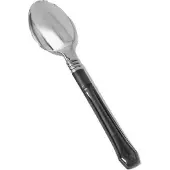 Essential Camping – 12x LEPELtjes ZILVEREN & ZWARTE PLASTIC BESTEK (kunststof), wasbaar – ± 16,5 cm