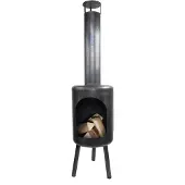 Esschert Design FF467, draagbare vuurkorf, open model, geschikt voor hout, zwart, voor buiten gebruik, staal