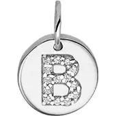 Trendjuwelier huiscollectie Bedel Letter B Zirkonia Zilver