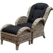 AVH-Collectie Naturel lounge balkonset 4-delig naturel rotan zwart