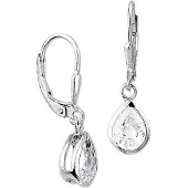 Trendjuwelier huiscollectie TFT Oorhangers Zirkonia Zilver Gerhodineerd Glanzend 27 mm x 7.5 mm