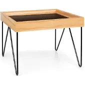 Besoa Big Lyon dienblad tafel melamine/MDF met eiken fineer stalen frame zwart