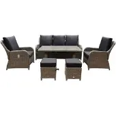 AVH-Collectie Bilbao stoel-bank dining loungeset verstelbaar 6-delig grijs