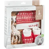Sophie The Giraffe Cadeauset "Mijn Kerst met Sophie"- Kraamcadeau - Babyshower cadeau - poppetje, kerstmuts & slofjes - Vanaf 0 maanden - 3-Delig