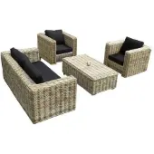 AVH-Collectie Nissah stoel-bank loungeset 4 delig naturel rotan