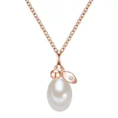 Valero Pearls Ketting rose-goud / transparant / parelwit