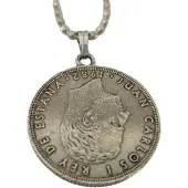 Zeeuws Meisje Ketting 25 spaanse pesetas verzilverd