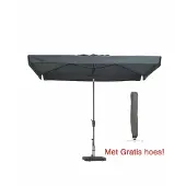 Madison Luxe parasol rechthoek 300 x 200 cm grijs met hoes | Rechthoekige parasol van het bekende merk en tevens kantelbaar!