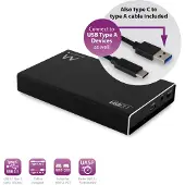 Ewent EW7070 Usb C harde schijf behuizing 2.5" SATA SSD/HDD aluminium