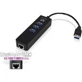 Ewent 3 Poorts Usb-A 3.0 Hub Met Gigabit Ethernet