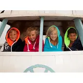 S & LT Hoody strandlaken navy/groen - 100x200 cm. - met capuchon - 100% katoen