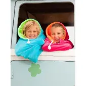 S & LT Hoody strandlaken turquoise/groen - 100x200 cm. - met capuchon - 100% katoen