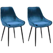 Vente-unique Set van 2 stoelen MASURIE - Fluweel - Nachtblauw