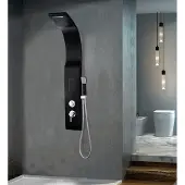 Vente-unique Douchekolom met massagestralen KOURBEA - zwart - 20*132 cm