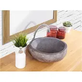 Vente-unique Badkamerwastafel van riviersteen STONE - Kleur grijs