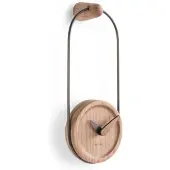 Nomon Micro Eslabon Wandlamp Micro Eslabon T | Ring in graphite finished brass, oak finished box, oak finished and graphite finished brass hands