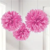 Amscan Pom Poms Felroze - 3 stuks