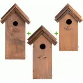 Esschert Design Vogelhuisje Cadeaupakket - Antiek S/M/L- Nestkastje - - Houtkleur - NK0123