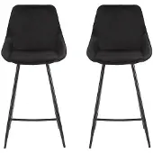 Vente-unique Set van 2 barkrukken MASURIE - Velours - Zwart