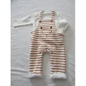 Noukie'S , salopette + tshirt lange mouw , uni , creme / bruin , 3 maand 62