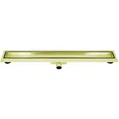 Guido Gusto Mat goud RVS Douchegoot compleet met flens 70x7x6,7cm Tegelrooster