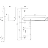 Nemef 3252 FP Rs Beslag kortschild afgerond | D kruk-knop | beslagset | geveerd | krukstift 8mm | F1 aluminium | PC72-PC72 | draairichting rechts - 9325206721