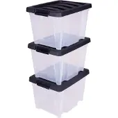 Iris Handybox Opbergbox - 15L - Kunststof - Transparant/Zwart - Set van 3