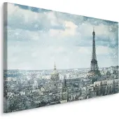 Karo-art Schilderij - Winter in Parijs , Wanddecoratie , Premium print