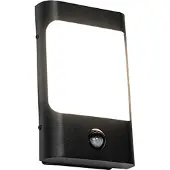 QAZQA Wandlamp zwart incl. LED IP44 met bewegingssensor - Khuvan