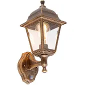 QAZQA Antieke wandlamp goud IP44 met bewegingsmelder - Capital
