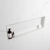 Mondiaz easy nis 89,5x29,5 cm in solid surface kleur linen | talc. 1 vak geschikt voor in- of opbouw