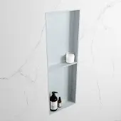 Mondiaz easy nis 149,5x29,5 cm in solid surface kleur clay | clay. 2 vakken geschikt voor in- of opbouw