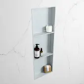 Mondiaz easy nis 89,5x29,5 cm in solid surface kleur clay | clay. 3 vakken geschikt voor in- of opbouw