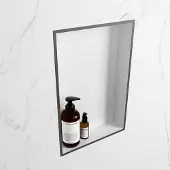 Mondiaz easy nis 44,5x29,5 cm in solid surface kleur darkgrey | talc. 1 vak geschikt voor in- of opbouw