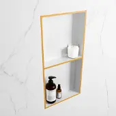 Mondiaz easy nis 59,5x29,5 cm in solid surface kleur ocher | talc. 2 vakken geschikt voor in- of opbouw