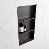 Mondiaz easy nis 59,5x29,5 cm in solid surface kleur darkgrey | darkgrey. 3 vakken geschikt voor in- of opbouw