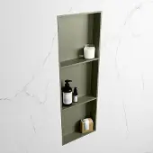 Mondiaz easy nis 89,5x29,5 cm in solid surface kleur army | army. 3 vakken geschikt voor in- of opbouw
