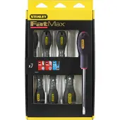 Stanley 7-Delige FatMax SchroevendraaiersetParallel 3 X 100mm. 3.5 X 75mmStandaard 5.5 X 100mm. 8 X 150mmPozidriv PZ0 X 75mm. PZ1 X 100mm PZ2 X 125mm - 0-65-425
