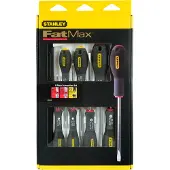 Stanley 8-Delige FatMax Schroevendraaierset Parallel 3.5 X 75mm. 5.5 X 125mm Standaard 4 X 100mm. 6.5 X 150mm. 8 X 150mm Phillips Ph0 X 75mm. Ph1 X 100mm. Ph2 X 125mm