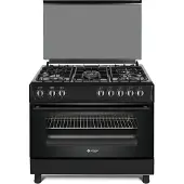 Wiggo WO-E905R - Gasfornuis - 5 kookzones - Kleur zwart - Breedte 90 cm
