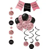 Partylook Verjaardag Feestpakket 4 delig rose zwart | happy birthday (rose zwart)