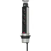 Brennenstuhl Tower Power USB-charger stekkerdoos 3-voudig met dubbele USB-laadingang 2m H05VV-F 3G1,5 Volledig verzonken in tafelblad