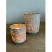 COSY&TRENDY theelichthouder blad wit/goud large