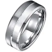 TJ Tom Jaxon Tom Jaxon wolfraam Ring Groef Mat en Glans Zilverkleurig-17mm