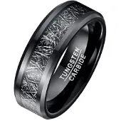 Mendes heren ring Wolfraamcarbide zwart Vermiculiet Inlay-25mm